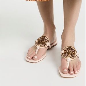 Tory Burch Metal Jeweled Miller Crystal Embellished Sandals